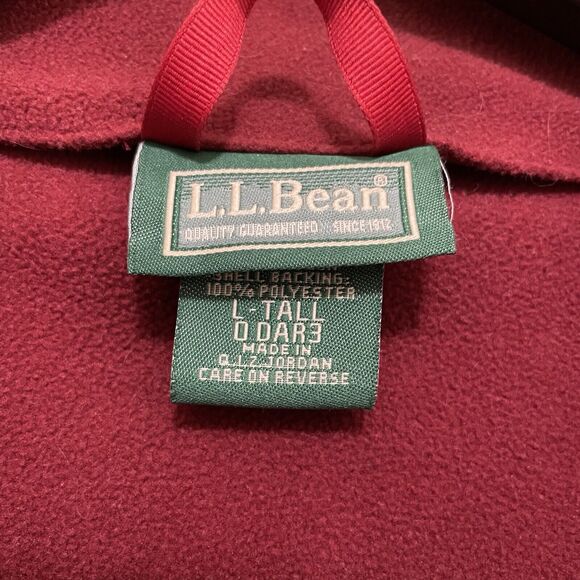 LL Bean Nylon Soft Shell Jacket Fleece Lined Red Full Zip Men's Large Tall - Picture 4 of 7